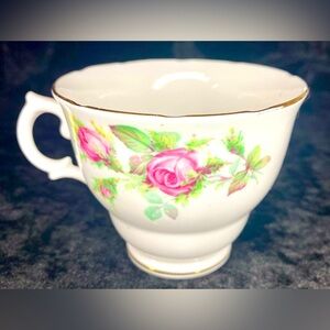 VTG Royal Vale Coffee Tea Cup Saucer England Bone China  Floral Roses Gold Trim.